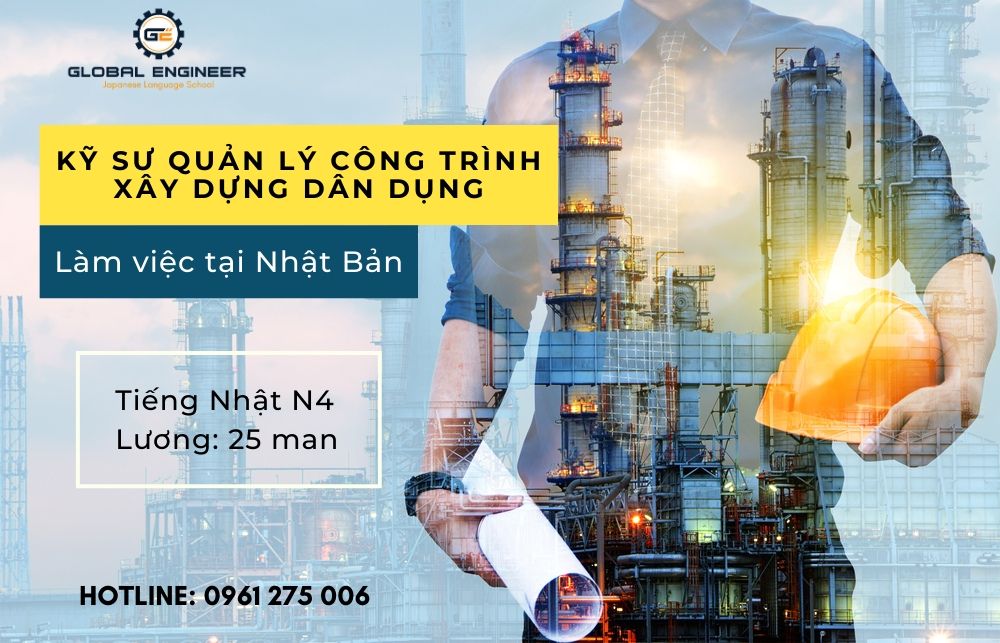 Kỹ sư quản lý công trình xây dựng dân dụng làm việc tại Kansai